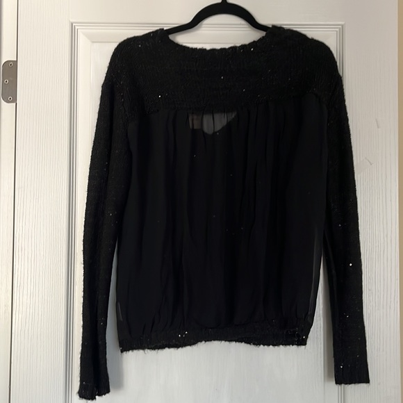 DECREE BLACK SEQUINED SWEATER - BACK SHEER PANEL - SIZE SMALL - Picture 8 of 8